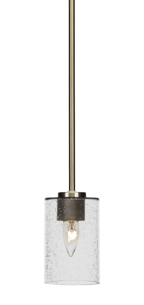 Toltec Lighting Atlas 1 Light 4 inch Mini Pendant in New Age Brass with Clear Bubble Glass 4501-NAB-300