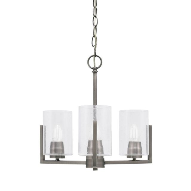 Toltec Lighting 4503-GP-300 Atlas 3 Light 13 inch Uplight Chandelier in Graphite with 4 inch Clear Bubble Glass