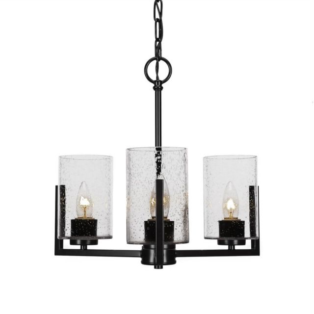 Toltec Lighting 4503-MB-300 Atlas 3 Light 13 inch Chandelier in Matte Black with Clear Bubble Glass