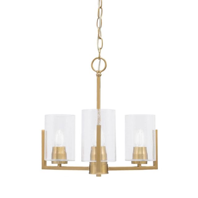 Toltec Lighting Atlas 3 Light 13 inch Uplight Chandelier in New Age Brass with 4 inch Clear Bubble Glass 4503-NAB-300