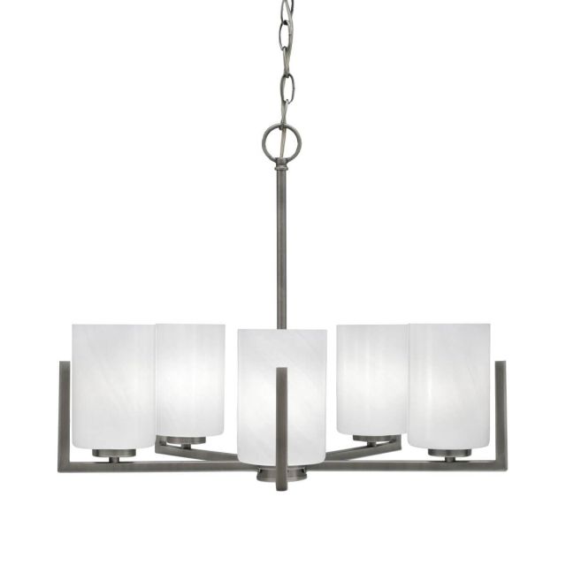 Toltec Lighting Atlas 5 Light 20 inch Uplight Chandelier in Graphite with 4 inch White Marble Glass 4505-GP-3001