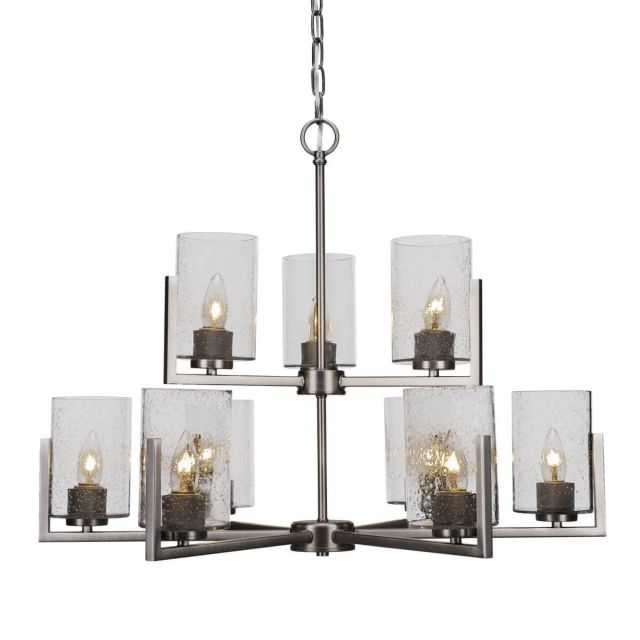 Toltec Lighting Atlas 9 Light 28 inch Chandelier in Graphite with Clear Bubble Glass 4509-GP-300