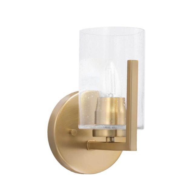 Toltec Lighting Atlas 1 Light 9 inch Tall Wall Sconce in New Age Brass with 4 inch Clear Bubble Glass 4511-NAB-300