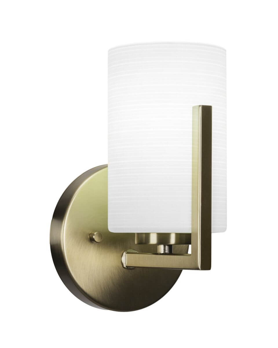 Toltec Lighting Atlas 1 Light 9 inch Tall Wall Sconce in New Age Brass with White Matrix Glass 4511-NAB-4061