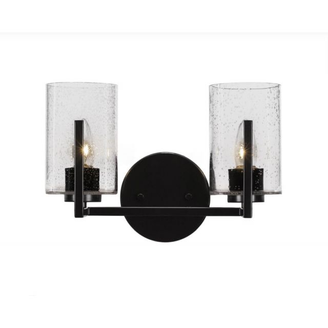 Toltec Lighting 4512-MB-300 Atlas 2 Light 13 inch Bath Bar in Matte Black with Clear Bubble Glass