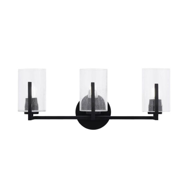 Toltec Lighting Atlas 3 Light 21 inch Bath Bar in Matte Black with 4 inch Clear Bubble Glass 4513-MB-300