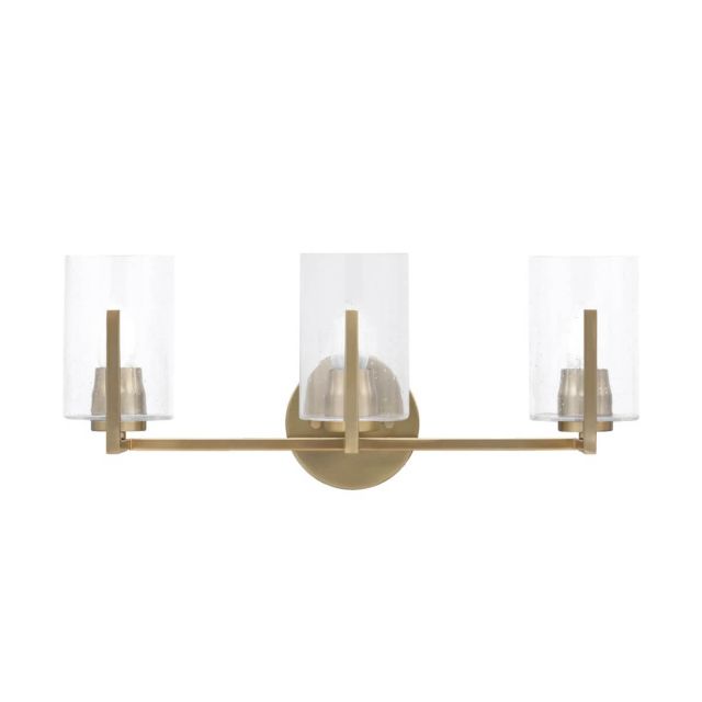 Toltec Lighting Atlas 3 Light 21 inch Bath Bar in New Age Brass with 4 inch Clear Bubble Glass 4513-NAB-300