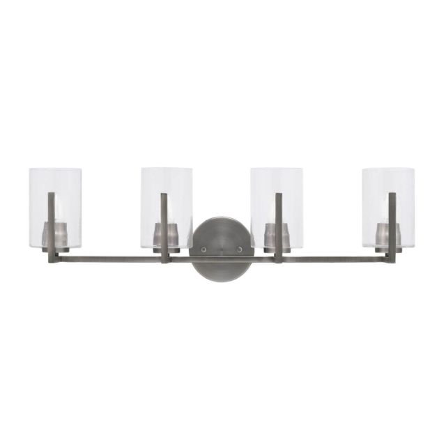 Toltec Lighting Atlas 4 Light 29 inch Bath Bar in Graphite with 4 inch Clear Bubble Glass 4514-GP-300