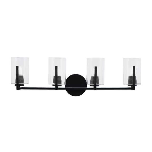Toltec Lighting 4514-MB-300 Atlas 4 Light 29 inch Bath Bar in Matte Black with 4 inch Clear Bubble Glass