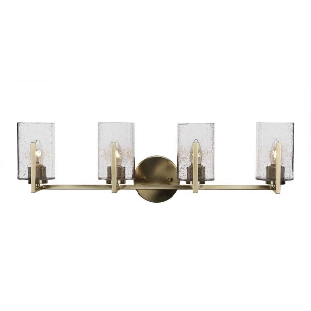 Toltec Lighting Atlas 4 Light 29 inch Bath Bar in New Age Brass with Clear Bubble Glass 4514-NAB-300