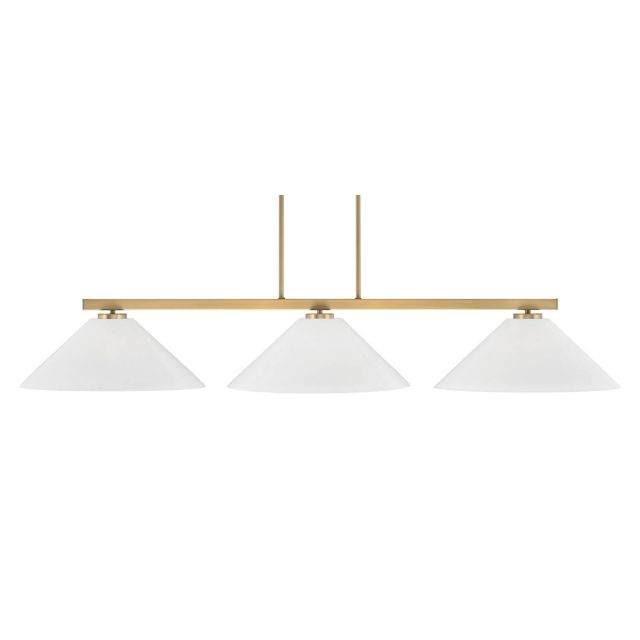 Toltec Lighting Atlas 3 Light 53 inch Linear Light in New Age Brass with White Marble Glass 4523-NAB-2161