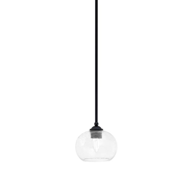 Toltec Lighting 560-MB-202 Zilo 1 Light 7 inch Mini Pendant in Matte Black with Clear Bubble Glass