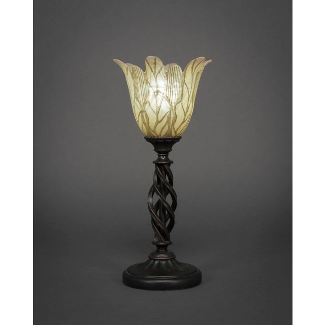 Toltec Lighting 61-DG-1025 Elegante 1 Light 16 inch Tall Table Lamp in Dark Granite with 7 inch Vanilla Leaf Glass