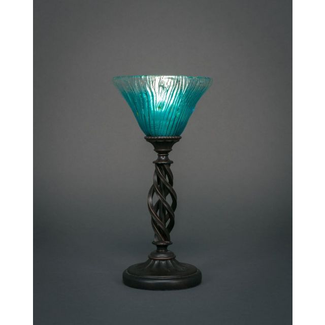 Toltec Lighting 61-DG-458 Elegante 1 Light 15 inch Tall Table Lamp in Dark Granite with 7 inch Teal Crystal Glass