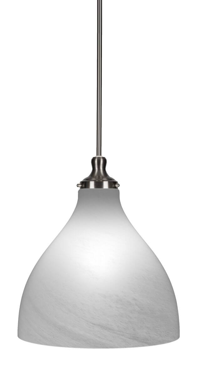 Toltec Lighting 77-BN-4741 Juno 1 Light 16 inch Pendant in Brushed Nickel with White Marble Glass