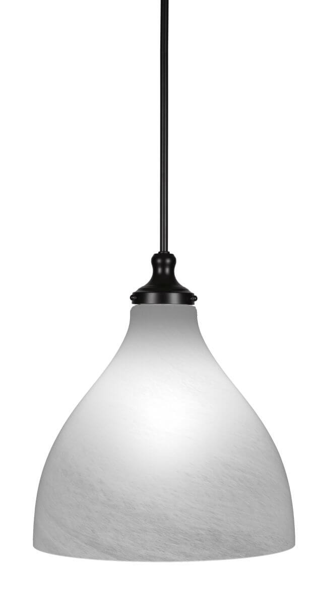Toltec Lighting 77-MB-4741 Juno 1 Light 16 inch Pendant in Matte Black with White Marble Glass