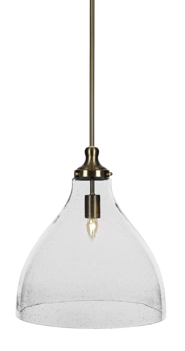 Toltec Lighting 77-NAB-4740 Juno 1 Light 16 inch Pendant in New Age Brass with Clear Bubble Glass