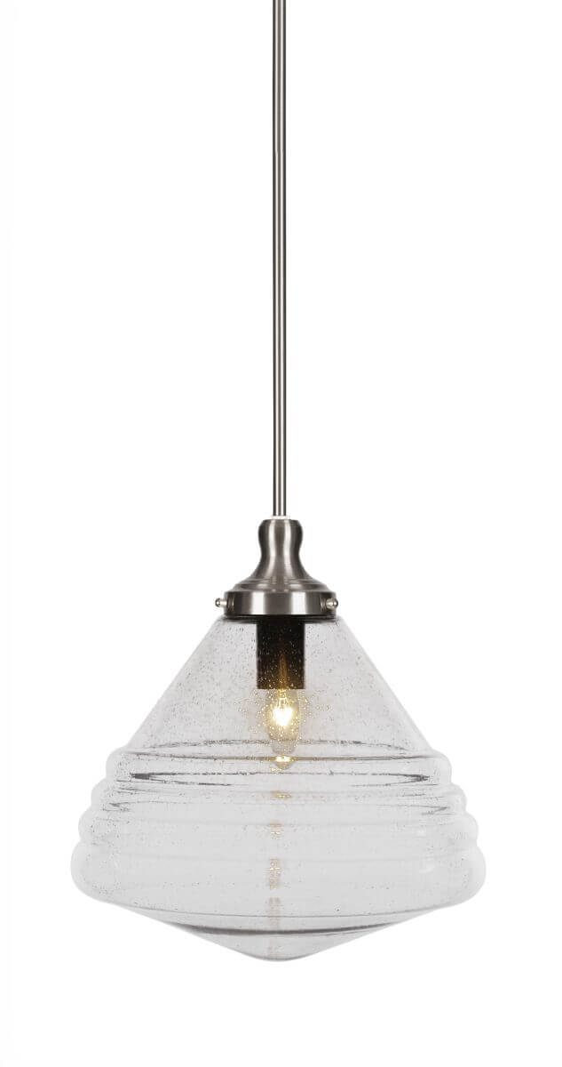 Toltec Lighting 78-BN-4730 Juno 1 Light 14 inch Pendant in Brushed Nickel with Clear Bubble Glass