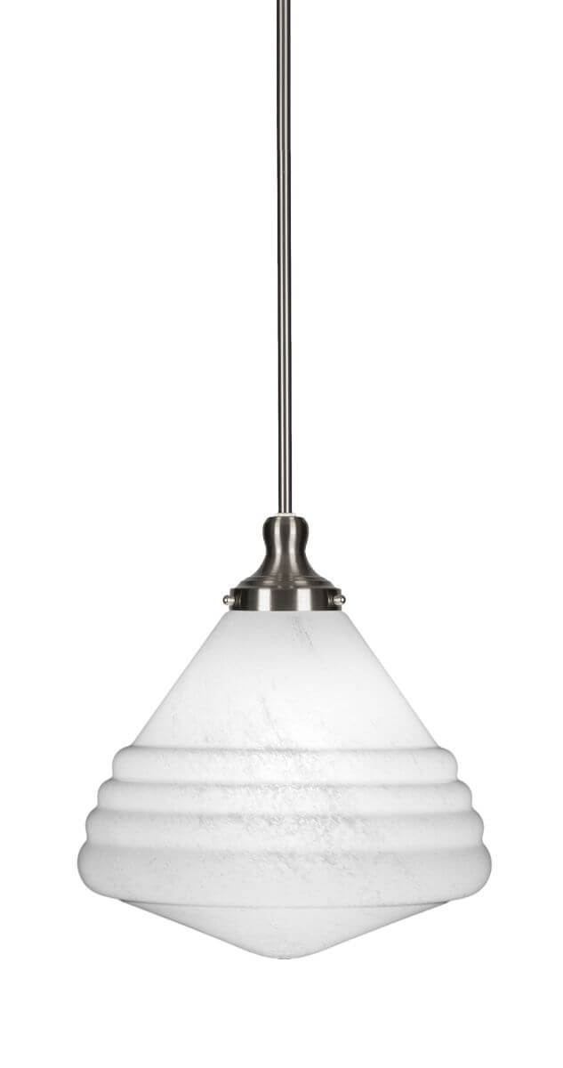 Toltec Lighting 78-BN-4731 Juno 1 Light 14 inch Pendant in Brushed Nickel with White Marble Glass