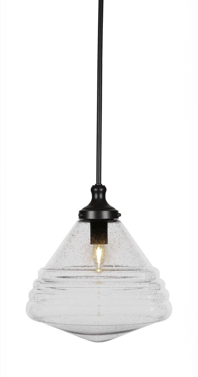 Toltec Lighting 78-MB-4730 Juno 1 Light 14 inch Pendant in Matte Black with Clear Bubble Glass