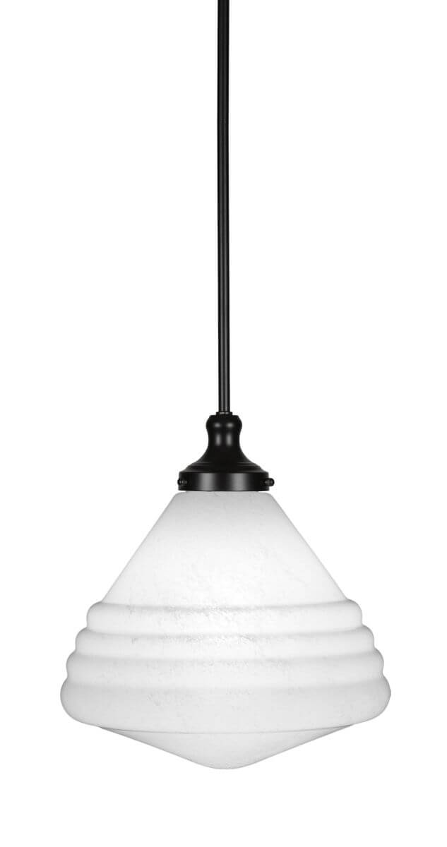 Toltec Lighting 78-MB-4731 Juno 1 Light 14 inch Pendant in Matte Black with White Marble Glass
