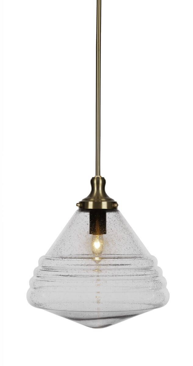 Toltec Lighting 78-NAB-4730 Juno 1 Light 14 inch Pendant in New Age Brass with Clear Bubble Glass