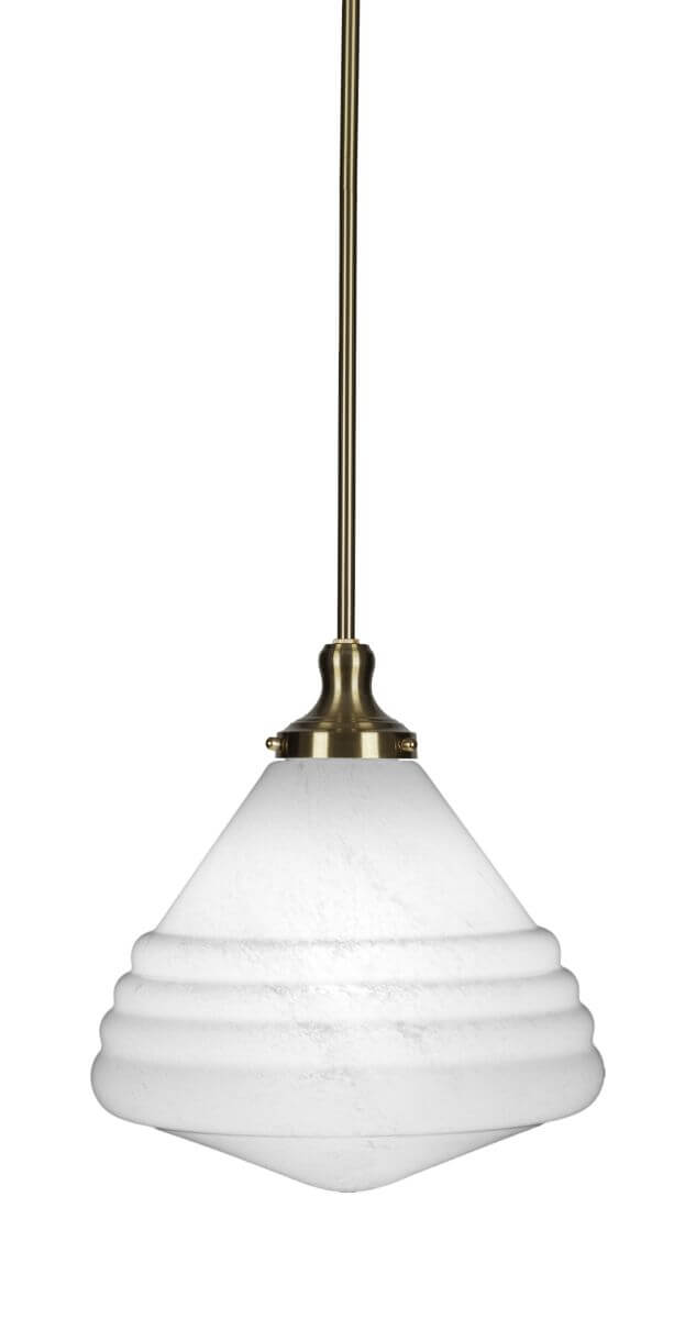 Toltec Lighting 78-NAB-4731 Juno 1 Light 14 inch Pendant in New Age Brass with White Marble Glass