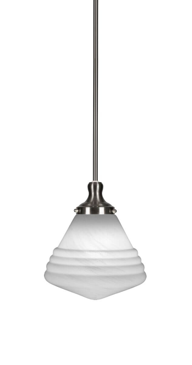Toltec Lighting 79-BN-4711 Juno 1 Light 10 inch Pendant in Brushed Nickel with White Marble Glass