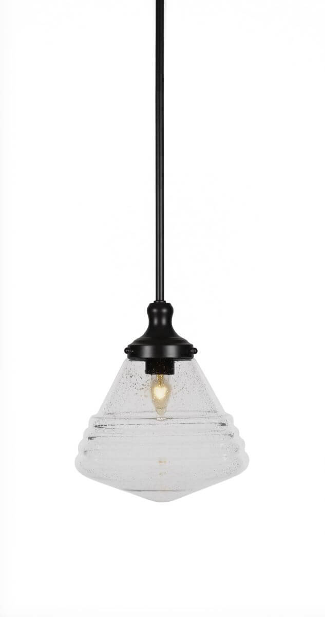 Toltec Lighting 79-MB-4710 Juno 1 Light 10 inch Pendant in Matte Black with Clear Bubble Glass