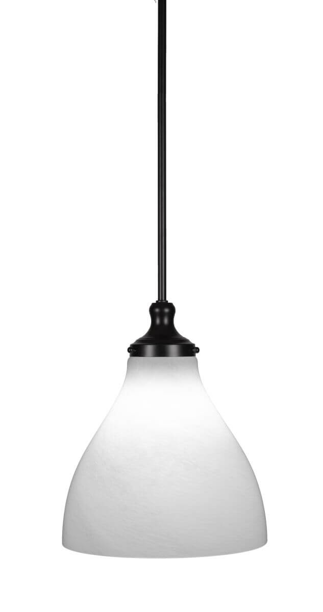 Toltec Lighting 79-MB-4721 Juno 1 Light 12 inch Pendant in Matte Black with White Marble Glass