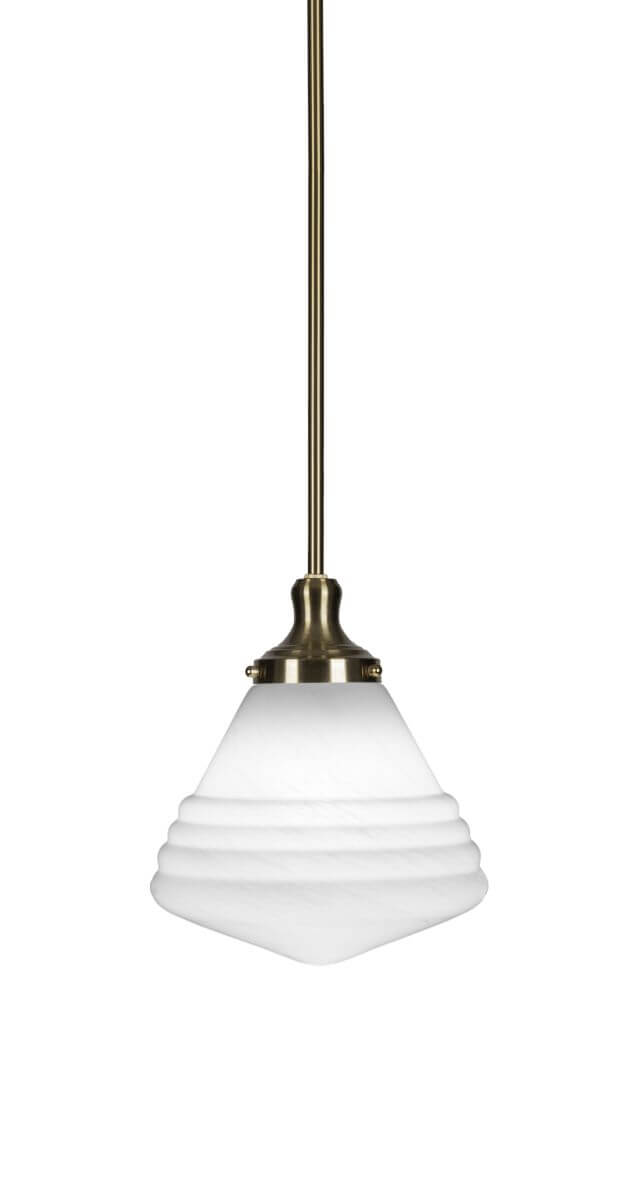 Toltec Lighting 79-NAB-4711 Juno 1 Light 10 inch Pendant in New Age Brass with White Marble Glass