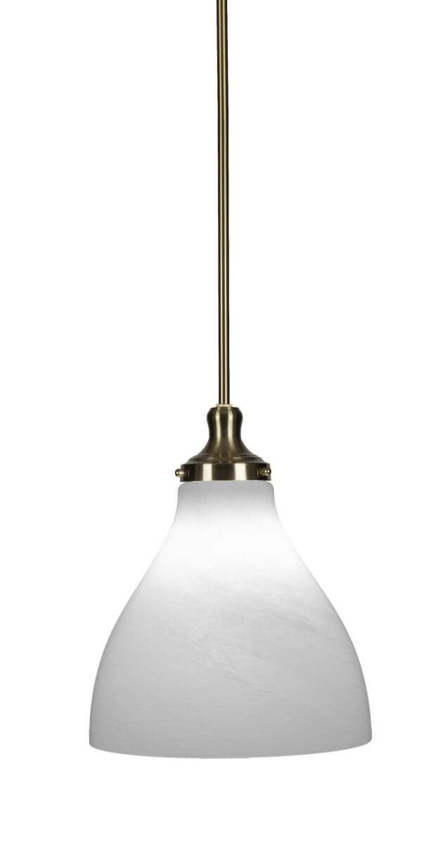 Toltec Lighting 79-NAB-4721 Juno 1 Light 12 inch Pendant in New Age Brass with White Marble Glass