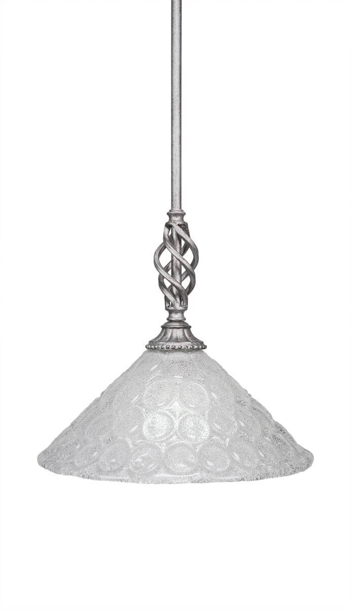 Toltec Lighting 80-AS-441 Elegante 1 Light 12 inch Mini Pendant in Aged Silver with 12 inch Italian Bubble Glass