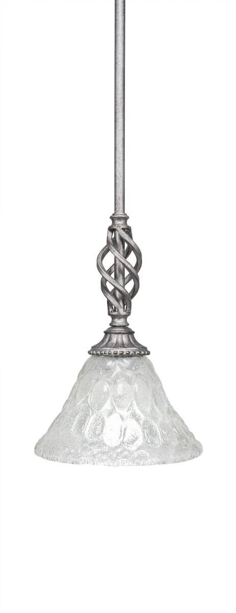 Toltec Lighting 80-AS-451 Elegante 1 Light 7 inch Mini Pendant in Aged Silver with 7 inch Italian Bubble Glass