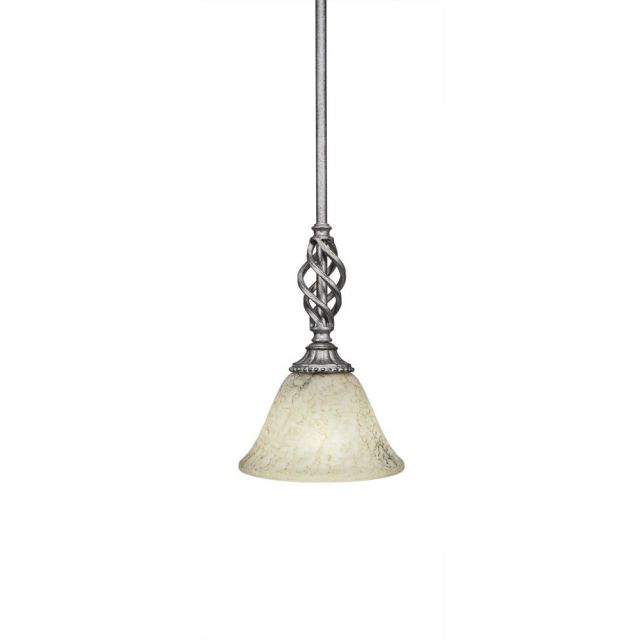 Toltec Lighting 80-AS-508 Elegante 1 Light Hang Straight Swivel Pendant In Aged Silver With 7 Inch Italian Marble Glass Shade