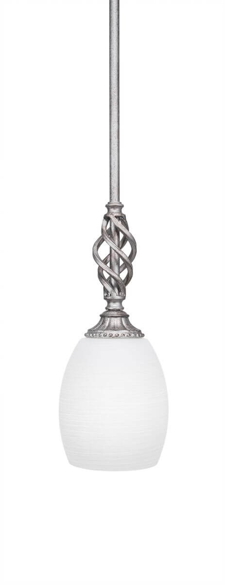 Toltec Lighting 80-AS-615 Elegante 1 Light 5 inch Mini Pendant in Aged Silver with 5 inch White Linen Glass