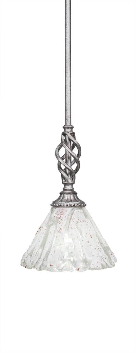 Toltec Lighting 80-AS-7195 Elegante 1 Light 7 inch Mini Pendant in Aged Silver with 7 inch Italian Ice Glass