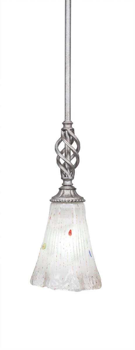 Toltec Lighting 80-AS-721 Elegante 1 Light 6 inch Mini Pendant in Aged Silver with 5.5 inch Frosted Crystal Glass