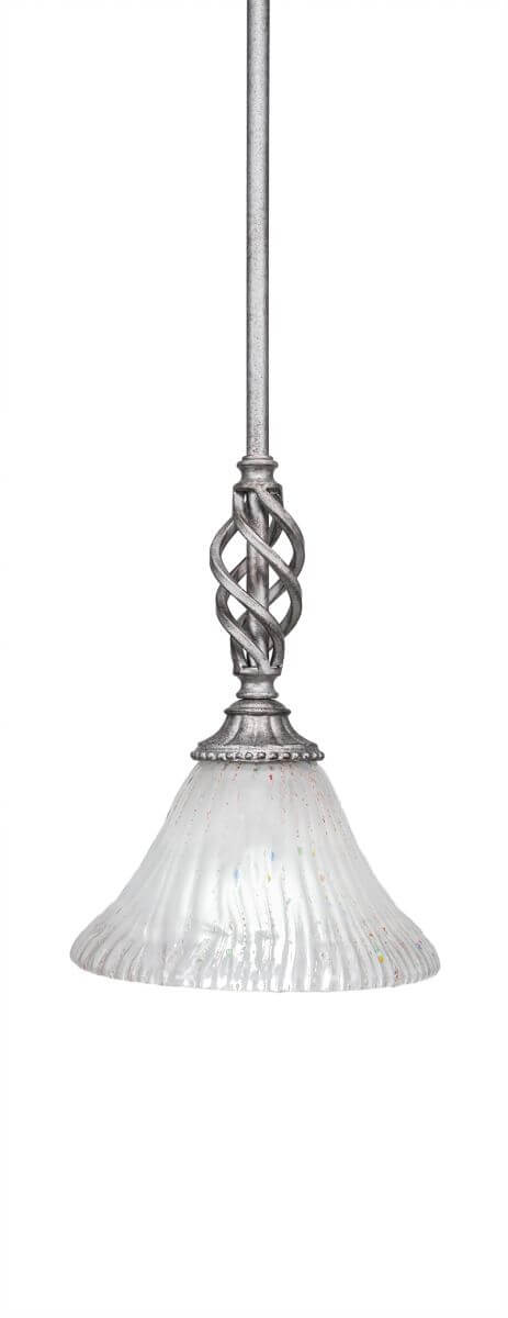 Toltec Lighting 80-AS-751 Elegante 1 Light 7 inch Mini Pendant in Aged Silver with 7 inch Frosted Crystal Glass