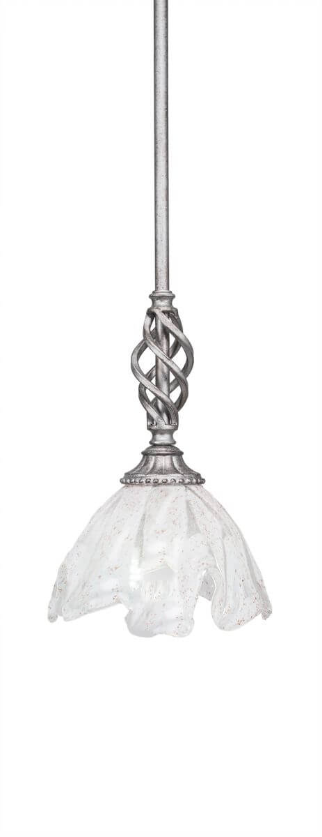 Toltec Lighting 80-AS-759 Elegante 1 Light 7 inch Mini Pendant in Aged Silver with 7 inch Italian Ice Glass