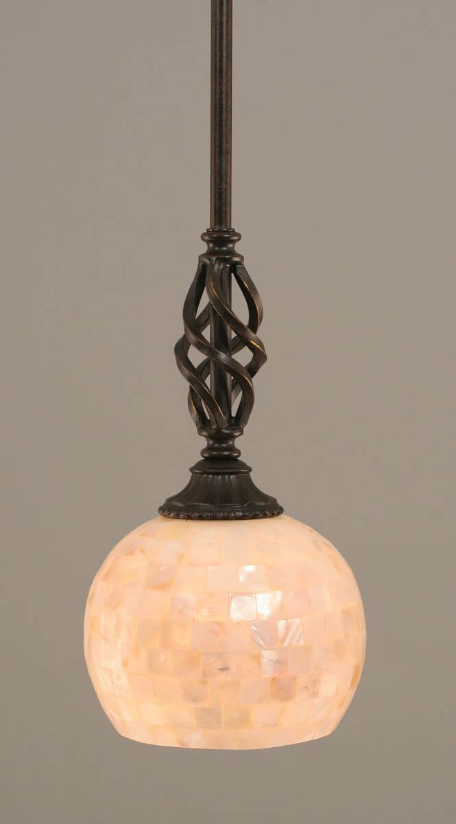 Toltec Lighting 80-DG-405 Elegante 1 Light 6 inch Mini Pendant in Dark Granite with 6 inch Seashell Glass