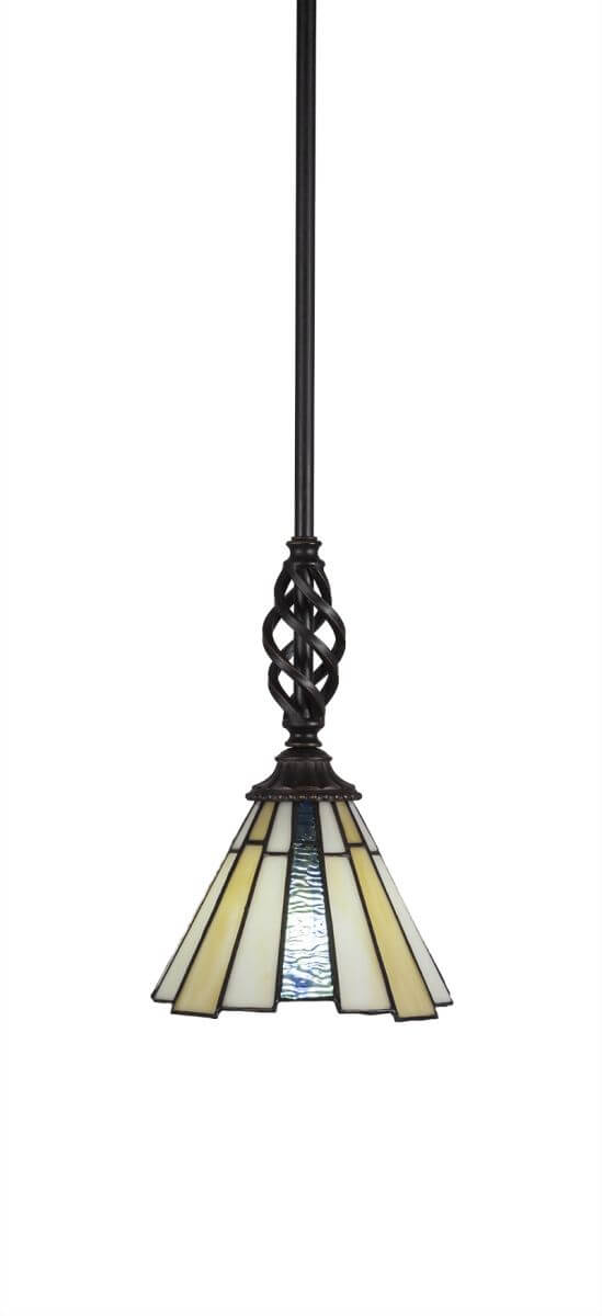 Toltec Lighting 80-DG-9335 Elegante 1 Light 7 inch Mini Pendant in Dark Granite with 7 inch Sequoia Art Glass
