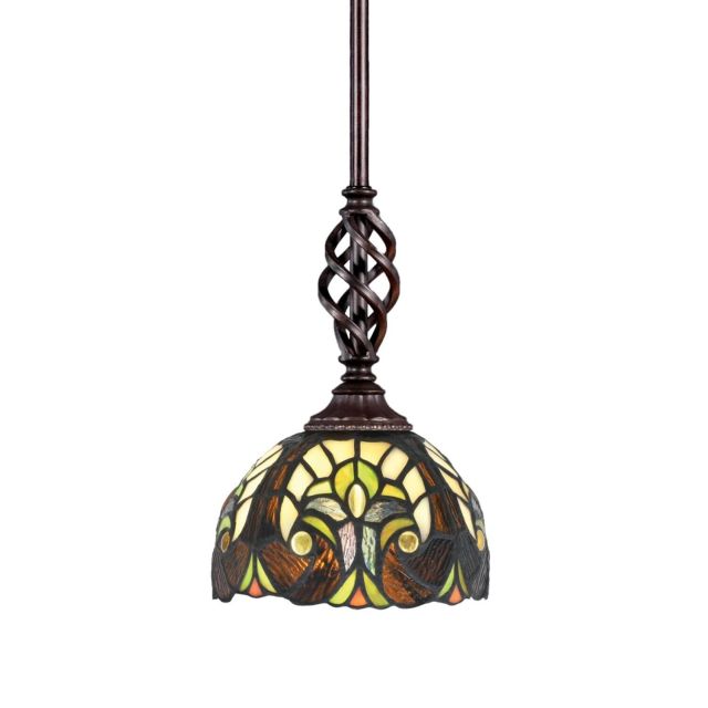 Toltec Lighting 80-DG-9945 Elegante 1 Light 6 inch Mini Pendant in Dark Granite with 7 inch Ivory Cypress Art Glass