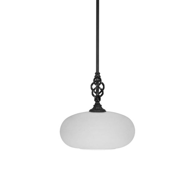 Toltec Lighting 80-MB-216 Elegante 1 Light 13 inch Pendant in Matte Black with Clear Bubble Glass
