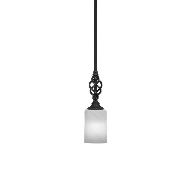 Toltec Lighting 80-MB-3001 Elegante 1 Light 4 inch Mini Pendant in Matte Black with White Marble Glass