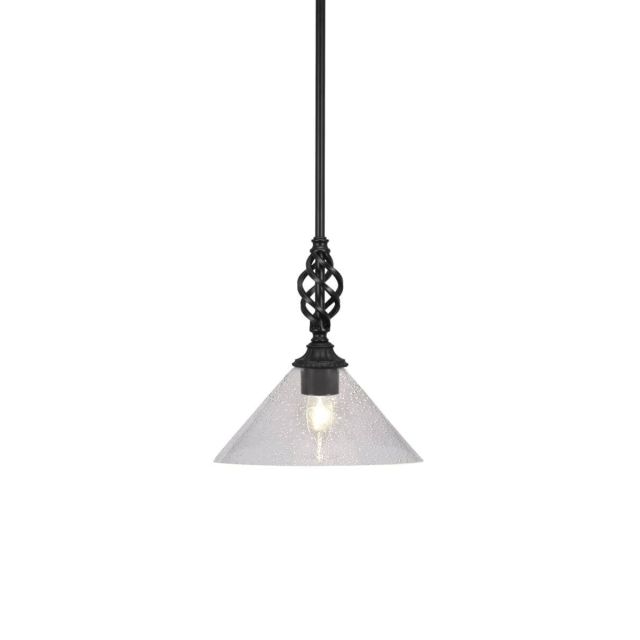 Toltec Lighting 80-MB-304 Elegante 1 Light 10 inch Pendant in Matte Black with Clear Bubble Glass