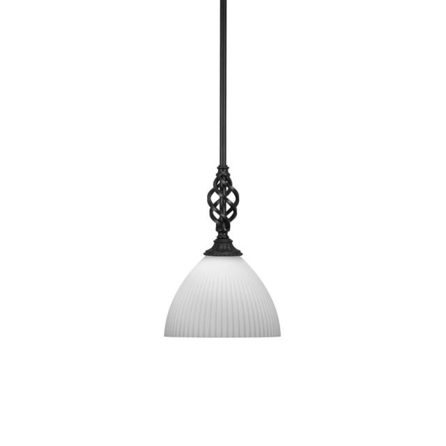 Toltec Lighting 80-MB-4631 Elegante 1 Light 11 inch Pendant in Matte Black with Opal Frosted Glass