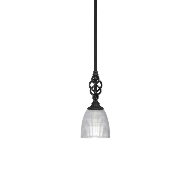 Toltec Lighting 80-MB-500 Elegante 1 Light 5 inch Mini Pendant in Matte Black with Clear Ribbed Glass