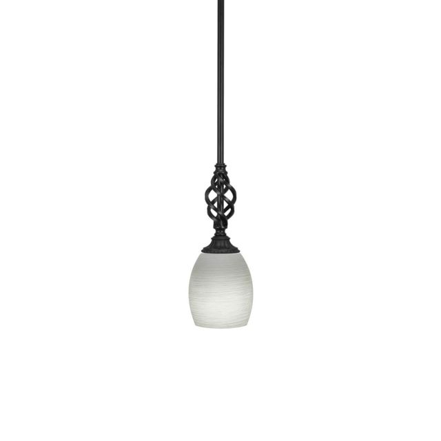 Toltec Lighting 80-MB-615 Elegante 1 Light 5 inch Mini Pendant in Matte Black with White Linen Glass