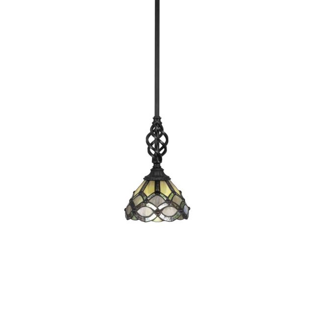 Toltec Lighting 80-MB-9435 Elegante 1 Light 7 inch Mini Pendant in Matte Black with Grand Merlot Art Glass
